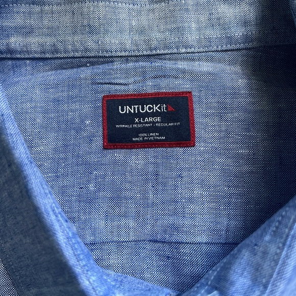 UNTUCKit ‘Cameron’ Wrinkle Resistant Men’s Linen Shirt | Sz. XL | NWOT - Picture 3 of 6